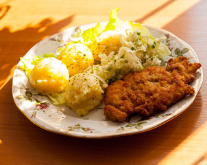 delicious dinner - potatoes, meat, vegetables
