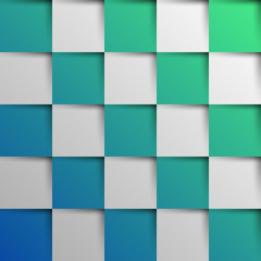 3d blue and green oblique squares in square background