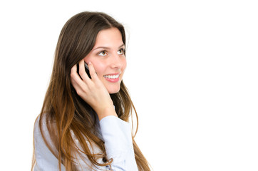 junge frau telefoniert mit ihrem handy