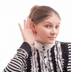 young woman  listening