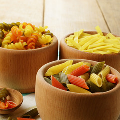 Raw tricolor pasta set
