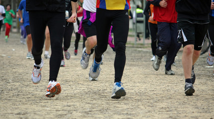 Fototapeta premium hasty athletes during a race in the city
