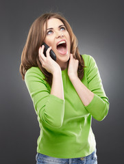 angry woman with phone