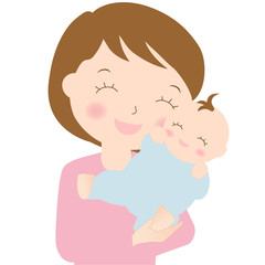 女性　赤ちゃんを抱く