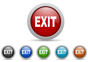exit vector icon set