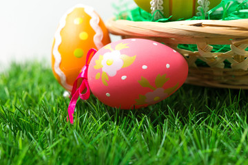 Fototapeta na wymiar Colorful chocolate easter eggs