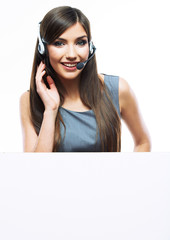 Headset woman customer service worker