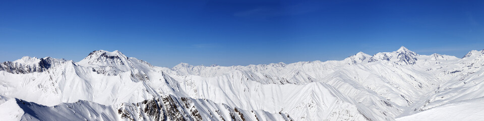 Panorama of snow winter mountains