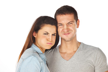 Fototapeta premium Closeup of angry young couple