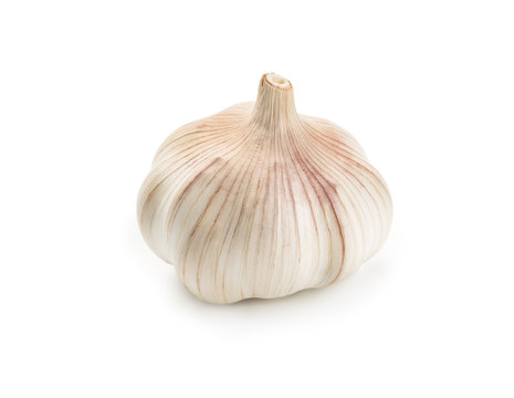 A whole head of garlic isolated on white background