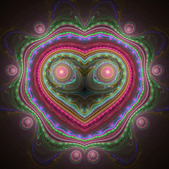 Colorful abstract heart, fractal art for valentine's day