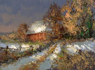 Obrazy  zimowy krajobraz malarstwo