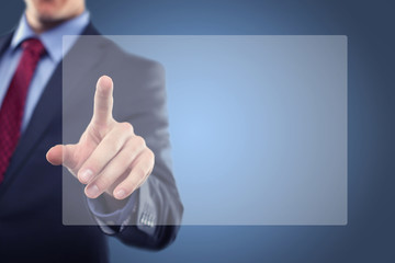Man touching display
