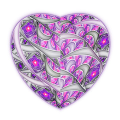 Light abstract heart, digital fractal art for valentine's day