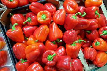 Red Peppers in supermarkets