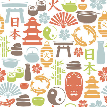 seamless pattern with asian icons