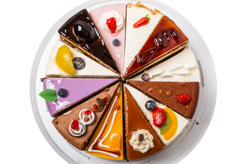 Different pieces of cake top view