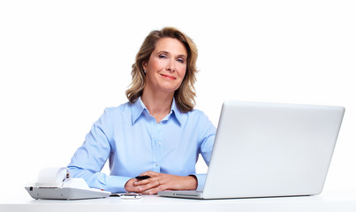 Business woman with a laptop computer.