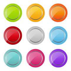 set of bright round buttons