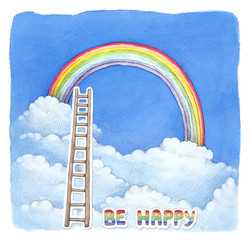 Naklejka premium Watercolor illustration of rainbow