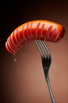 Grilled Sausage On A Fork