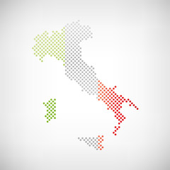Fototapeta na wymiar Italien Karte punktiert mit Nationalfarben