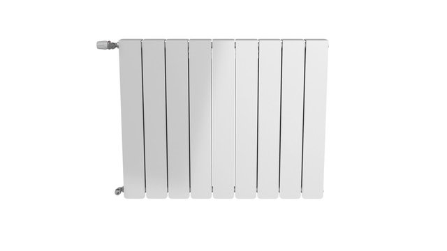 Heating radiator rotates on white background