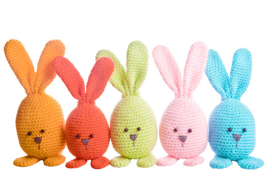 Gruppe Stoff Osterhasen