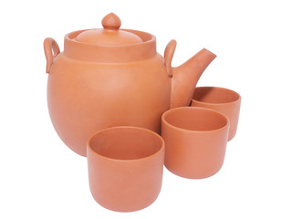 Tea-pot and three cups for tea