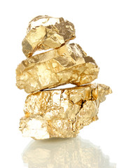 Golden nuggets isolated on white