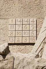 Magic square numbers on Sagrada Familia
