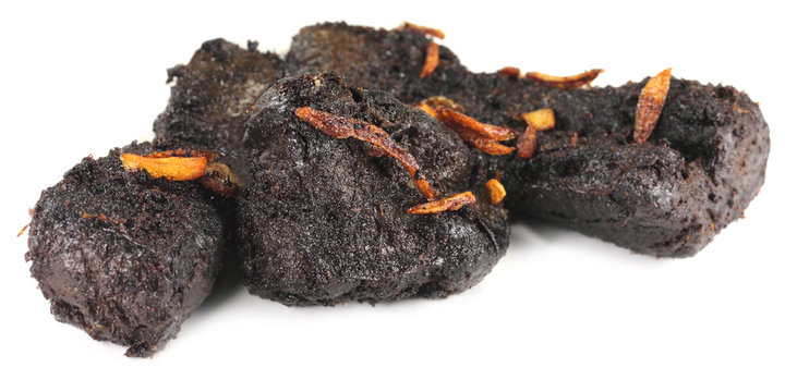 Barbecued beef over white background