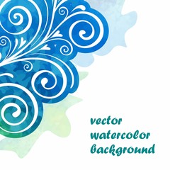 Floral watercolor border. Decorative design element.