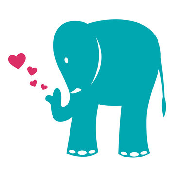 Vector image of an elephant and heart on a white background