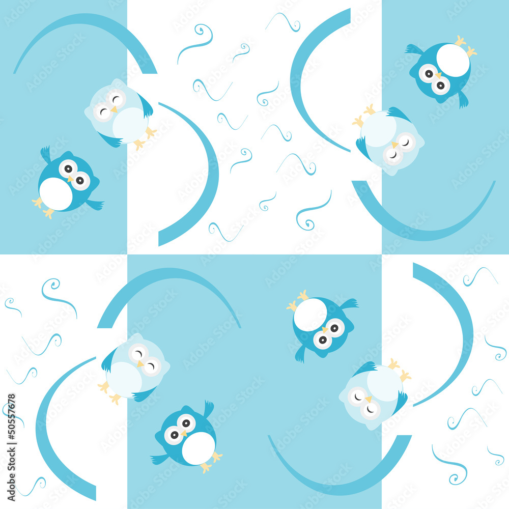 Poster autumn and winter background with owls. seamless pattern