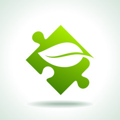 Icon of green puzzle piece, vector