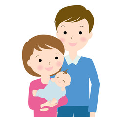 赤ちゃんとお父さんお母さんバストショット