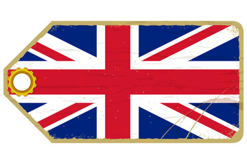 Vintage label with the flag of  United Kingdom