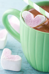 Obraz na płótnie Canvas Hot chocolate in a green cup
