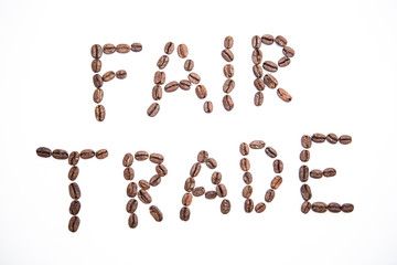 Fair trade spelled out in coffee beans