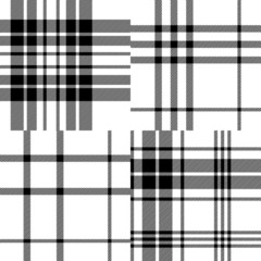 Traditional tartan seamless patterns black and white, vector - 50560460