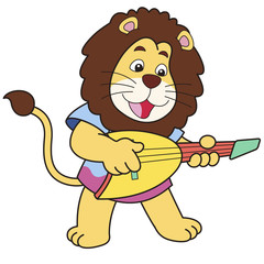 Cartoon Lion Playing an Electric Guitar