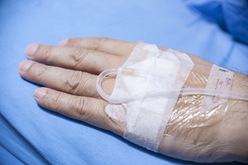 man hand with IV