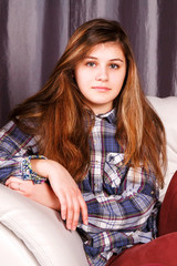 Beautiful woman with long straight hair