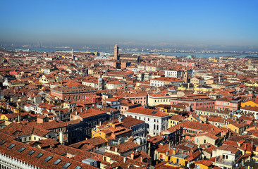 Fototapeta na wymiar view of Venice rooftops from above, Italy