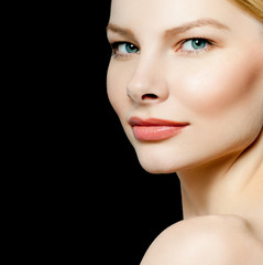 Naklejka premium Beautiful Girl face. Perfect skin