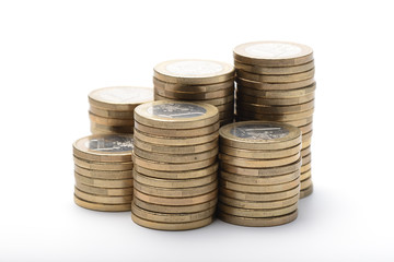 Monedas de euro apiladas