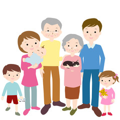 三世代家族　横並び　整列