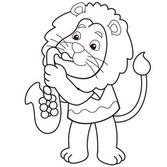 Cartoon Lion Playing a Saxophone