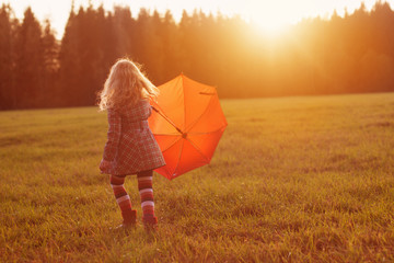 girl with umbrella outdoor
